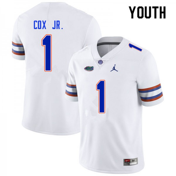 Youth #1 Brenton Cox Jr. Florida Gators College Football Jerseys White